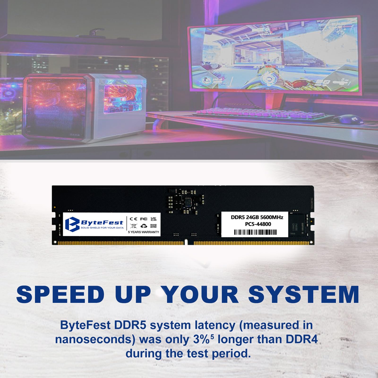 ByteFest 24GB DDR5 RAM 5600MHz PC5-44800 CL46 UDIMM 1.1V 288 Pin